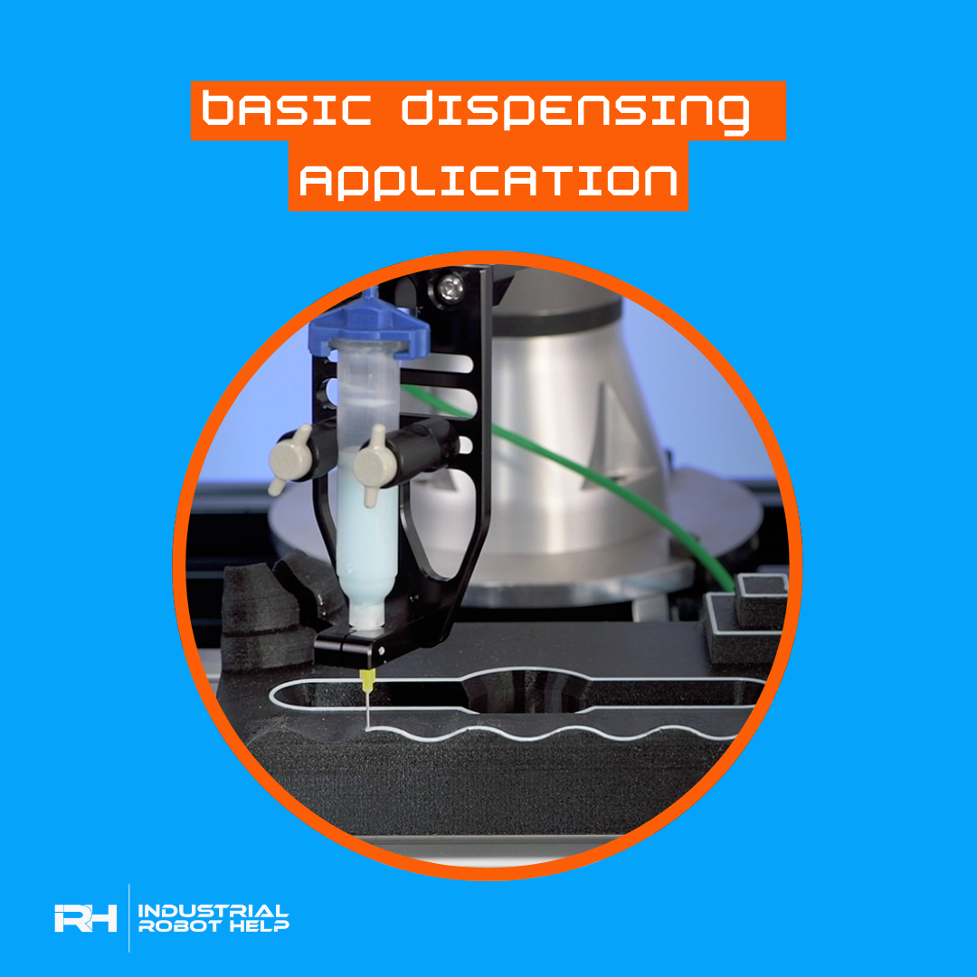 industrial robot arm dispensing a paste onto a surface