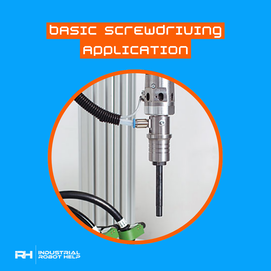 industrial robot arm with a screwdriver end effector