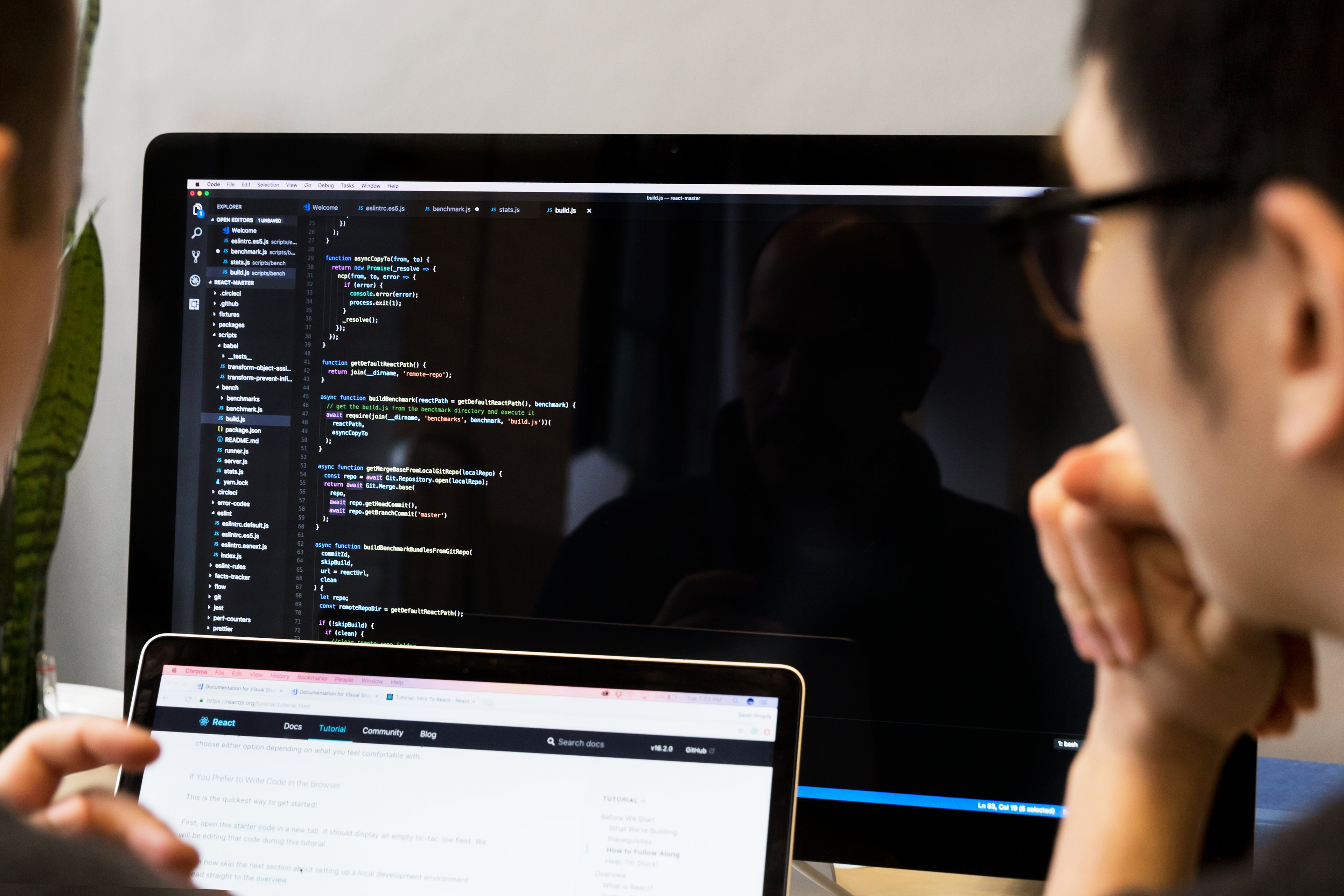 Developers reviewing code
