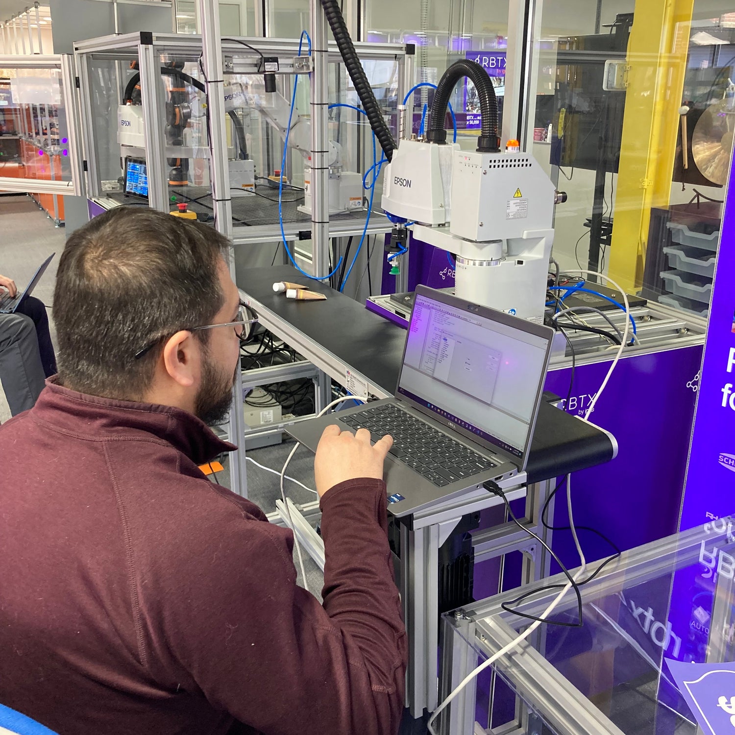 IRH engineer configuring jog function for Epson robot